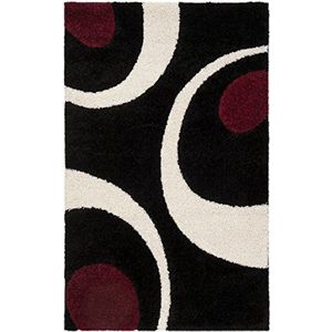 Safavieh shaggy tapijt, SG474, geweven polypropyleen 90 x 150 cm zwart/ivoor