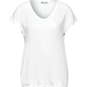 Street One Dames A321935 T-shirt met smock detail, gebroken wit, 16, Gebroken Wit, 42