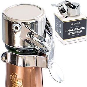 Champagne Stop van Kloveo - Gepatenteerde Sluiting (Geen Drukpomp Nodig) - Professionele WAF Champagne Flessenstop - Prosecco, Cava en Mousserende Wijnen - Gemaakt in Italië