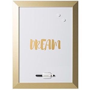 Bi-Office Kamashi Dream Magnetisch Whiteboard, Memobord met Goudkleurige Omlijsting MDF, 600x450 mm