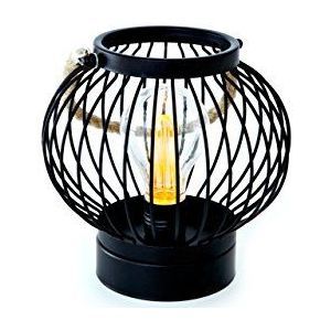 Heitmann Deco Ledlamp in industrieel design, Edison stijl, metaal, zwart, rond, om op te hangen, werkt op batterijen, indoor