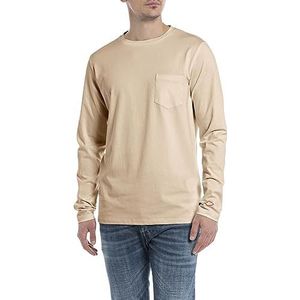 Replay Heren Longsleeve Regular Slim Fit, 803 Light Taupe, S