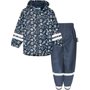 Playshoes Tweedelig regenpak met fleecevoering, gevoerd modderpak, Bosdieren fleece tailleband, 104