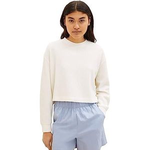 TOM TAILOR Denim Cropped Basic sweatshirt voor dames, 10348-Gardenia White, XXL