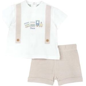 Chicco Elegante 2-Delige Set Van T-Shirt En Korte Broek baby-jongens, Beige, 9M, Design in Italië
