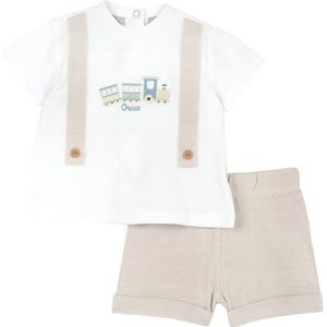 Chicco Elegante 2-Delige Set Van T-Shirt En Korte Broek baby-jongens, Beige, 9M, Design in Italië