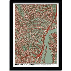 K.Olin Tribu Poster Amsterdam Pop van Planos Urbanos, papier, wit, 30 x 40 x 0,1 cm
