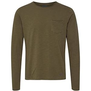 Blend BHBHNICOLAI Tee l.s. Tee l.s. Heren Longsleeve Shirt met lange mouwen 100% katoen, groen (dusty green 70595), XXL