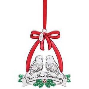 Lenox 2021 Onze 1e kerst samen duif ornament, roestvrij staal zilverplaat, metallic, 0.35