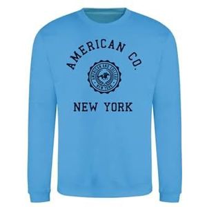 AMERICAN COLLEGE USA Sweatshirt Sweatshirt Print Warme Kleding Uniseks Mannen en Vrouwen Casual Model ACSCRW4 Indigo XXL, Indigo, XXL