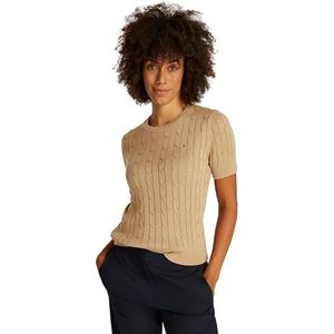 Tommy Hilfiger Women's Knitted Jumper CO-Kabel MIDDEN GG SS C-NK SWT WW0WW38744, Kaki (Safari Canvas), S