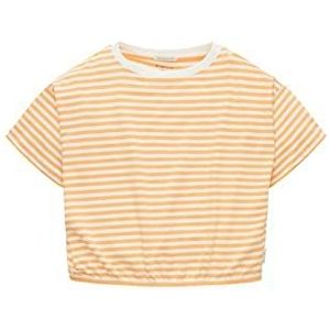 TOM TAILOR Meisjes kinderen cropped T-shirt met strepen, 31815 - Oranje Off White Stripe, 140 cm