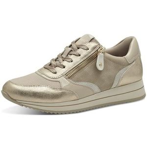 Jana Dames plat met ritssluiting veganistische sneakers, beige goud, 42 EU, beige-goud, 42 EU