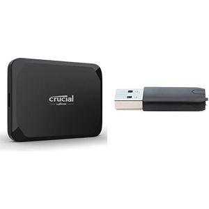 Crucial X9 1TB Draagbare External SSD - Tot 1050 MB/s, Werkt met PlayStation, Xbox, PC en Mac, Externe Solid State Drive, USB-C 3.2 - CT1000X9SSD902 & Crucial USB-C naar USB-A adapter - CTUSBCFUSBAMAD
