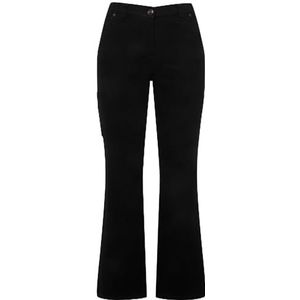 Ulla Popken Dames Utility Mandy, brede rechte pijpen, cargozak jeans, zwart, 46 Grote Maten Kort