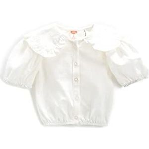 Koton Babygirl Shirt Crop Peter Pan Neck Puffer Short Sleeve Elastische Tailleband Detail, wit (000), 9-12 Maanden