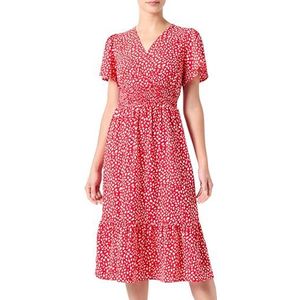 Vimathilde S/S Smock Midi Dress/Ka, Mars Red/Aop: witte stip, 38