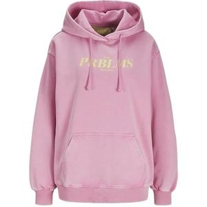 JACK & JONES Dames Jxelizabeth Loose Ls Short Hood SWT capuchontrui, Moonlite Mauve/Detail: acid Wash, S