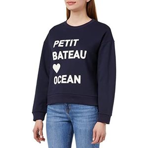 Petit Bateau Dames sweatshirt A071W met capuchon, blauw, XS, Blauw, XXS