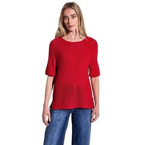 Gebreide Trui - Glory Red - Ronde Hals - Halve Armlengte - Patches