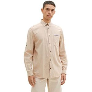 TOM TAILOR Heren 1036237 hemd, 31851-Desert Fawn White Chambray, L, 31851 - Desert Fawn White Chambray, L