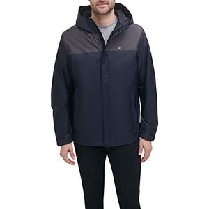 Tommy Hilfiger Lichtgewicht ademende waterdichte jas met capuchon voor heren, Houtskool/Marine, M