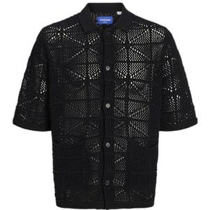 Jack & Jones Jorretiro Crochet Knit Polo Se25, zwart, XL
