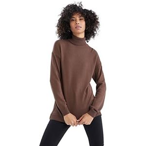 DeFacto Lange overhemden met lange mouwen tuniek overhemden (bruin, XL), bruin, XL
