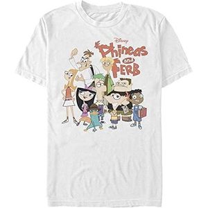 Disney Classics Phineas And Ferb - The Group Unisex Crew neck T-Shirt White S