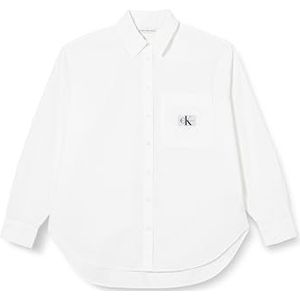 Calvin Klein Jeans Vrouwen Plus Geweven Label Relaxed Shirt Tops, Helder Wit, 5XL grote maten