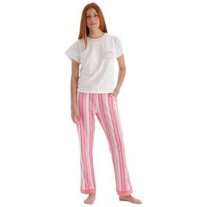 Dagi Katoenen pyjamaset voor dames, wit, 2XL, wit, XXL