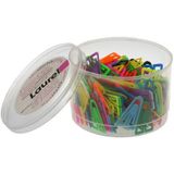Laurel 503123 paperclips plastic clips van polystyreen, 35 mm, blik, grond/gesorteerd in verschillende kleuren