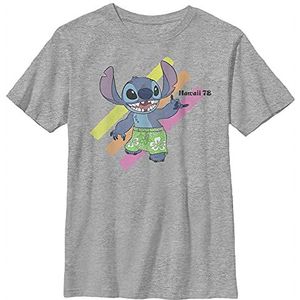 Disney Lilo & Stitch Stitch Shaka Boy's Crew Tee, Athletic Heather, X-Small, Athletic Heather, XS