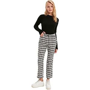Trendyol Black Plaid Pants Shorts Dames, Zwart, 36