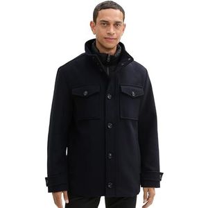 TOM TAILOR Heren 1042209 wollen jas met borstzakken, 10668 - Sky Captain Blue, XXL