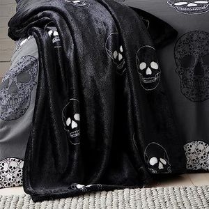 Catherine Lansfield Skulls Fleece Cosy Fleece Deken 130x170cm Grijs