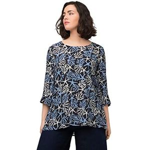 Ulla Popken Damesblouse met print, Donkermarine, 46/48 NL