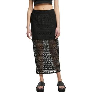 Urban Classics Dames Ladies Stretch Crochet Lace Midi Rok, zwart, L