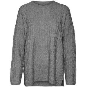 VERO MODA VMELYA LS O-Neck Long Pullover GA Boo, Medium grijs (grey melange), XS