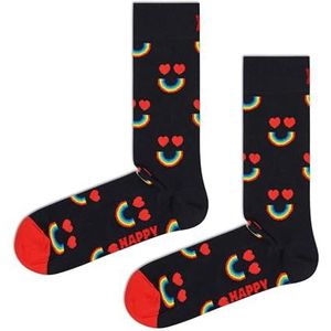 Happy Socks Happy Rainbow, Kleurrijke en Leuke, Sokken voor Dames en Heren, Zwart-Rood (41-46)