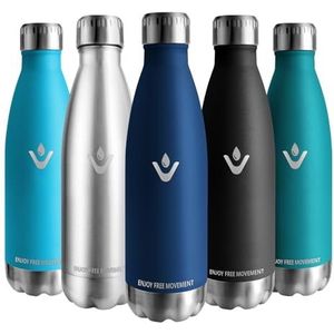 Vikaster Thermoskan, 0,5 l thermosfles, BPA-vrije drinkfles, lekvrije waterfles voor school, sport, fiets, camping, fitness, outdoor