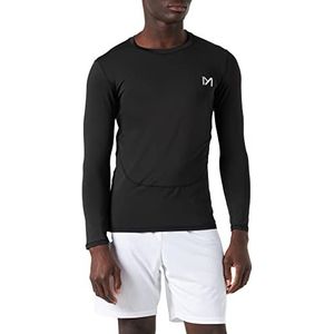 MEETYOO Compressieshirt voor heren, functioneel shirt met lange mouwen, fitnessshirt voor mannen, sportshirt, ademend, loopshirt voor hardlopen, joggen, sport en gymzaal, zwart, L