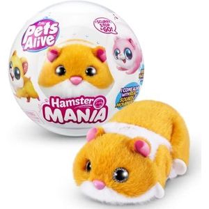 Pets Alive Hamster Mania by ZURU, Orange Hamster, Pet Nurture, Pluche, Real Alive, 20+ Interactieve geluiden, elektronisch dier, (oranje)