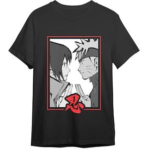Comic Studio Naruto Shippuden T-shirt, officieel gelicentieerd artikel, Naruto Uzumaki & Sasuke Uchiha, uniseks, zwart, S, Zwart, L