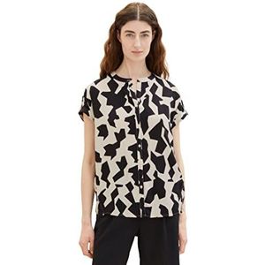 TOM TAILOR Dames 1036709 blouse, 32145 zwart Big Abstract design, 44, 32145 - Black Big Abstract Design, 44