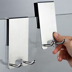 Taozun Douchedeurhaken - Over de deurhaken voor douchehanddoekhaken voor badkamer frameloze glazen douchedeur, doucheschijfhaken van roestvrij staal, 2 stuks