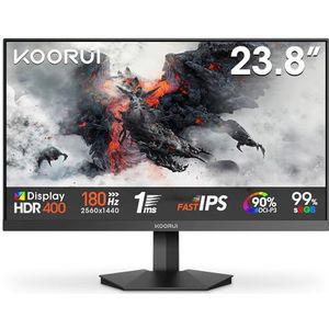KOORUI G2421V 24 Inch Gaming Monitor,180Hz, IPS, QHD 1440P, 1ms, Adaptive Sync, VESA Mountable, HDMI/DP, Low Blue Light, 99% SRGB