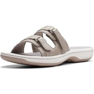Clarks Breeze Piper schuifsandalen voor dames, lichttaupe, synthetisch, 39 EU