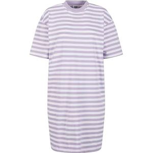 Urban Classics Oversized gestreepte T-jurk voor dames, Wit/Dustylilac, 3XL