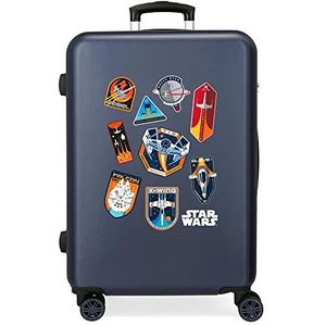 Star Wars Badges cabinekoffer, Space Navy Blue, 48x68x26 cms, Middelgrote koffer